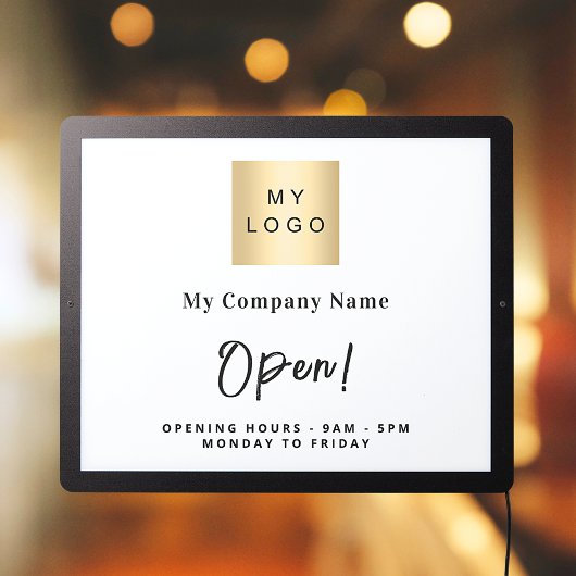 Open sign white business logo