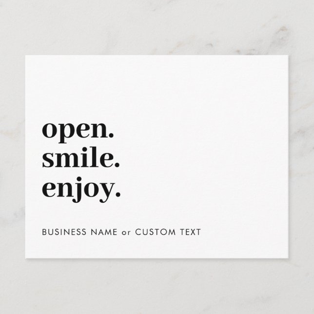 Open Smile Enjoy Jewelry Care Thank You Business Enclosure Card (Front)