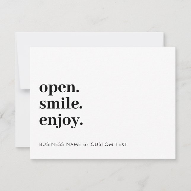 Open Smile Enjoy Jewelry Care Thank You Business Note Card (Front)