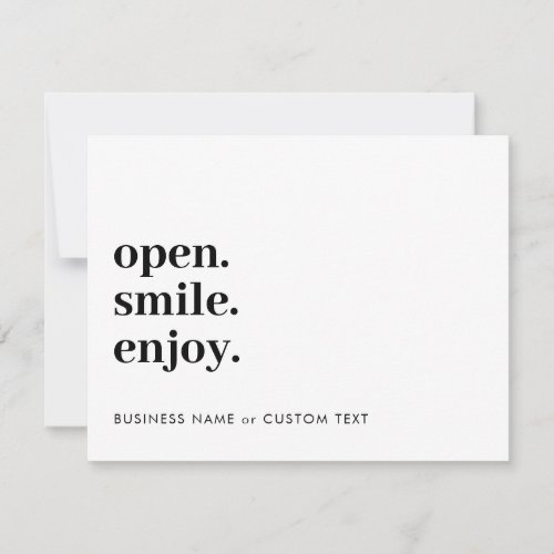 Open Smile Enjoy Jewelry Care Thank You Business Note Card