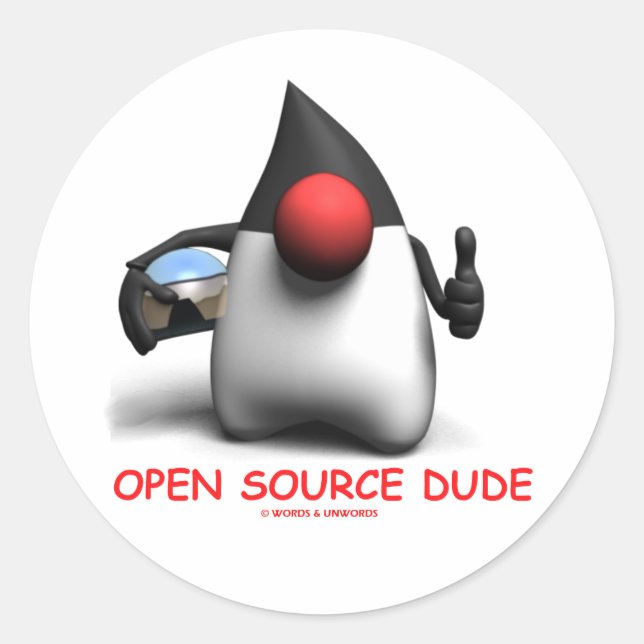 Open Source Dude (Software Developer Duke) Classic Round Sticker (Front)