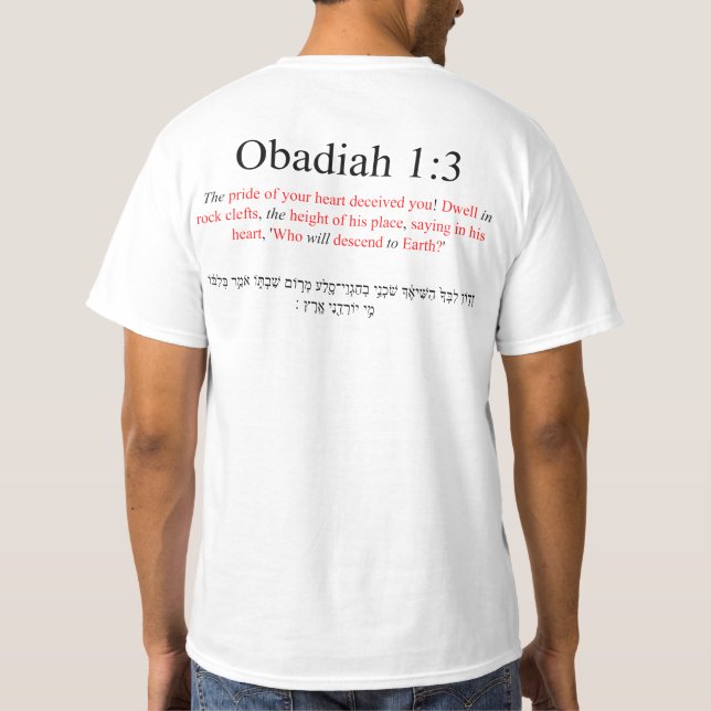 Open Source Translation Obadiah 1:3 T-Shirt (Back)