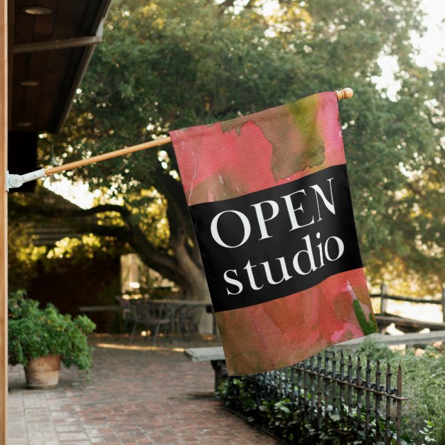 OPEN STUDIO Weatherproof Personalized House Flag (In SItu)