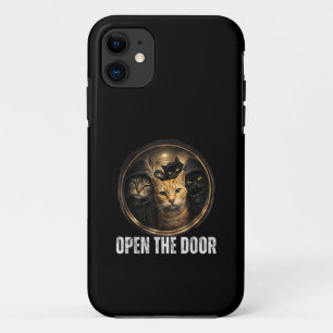 Open The Door Funny Cat Meme Cat Gang Humor Design iPhone 11 Case