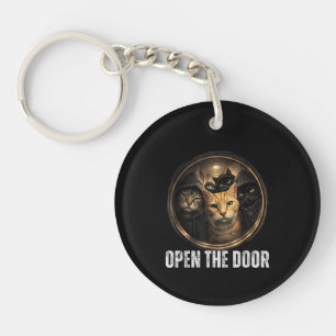 Open The Door Funny Cat Meme Cat Gang Humor Design Keychain