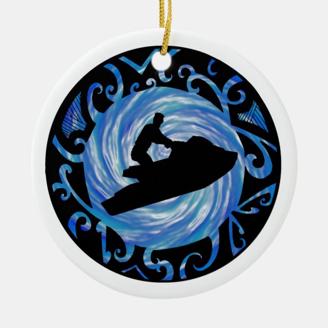 OPEN WATER JETSKIING CERAMIC ORNAMENT (Front)