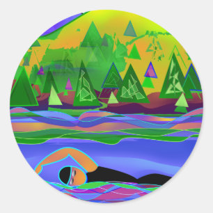 Open Water Solo Classic Round Sticker