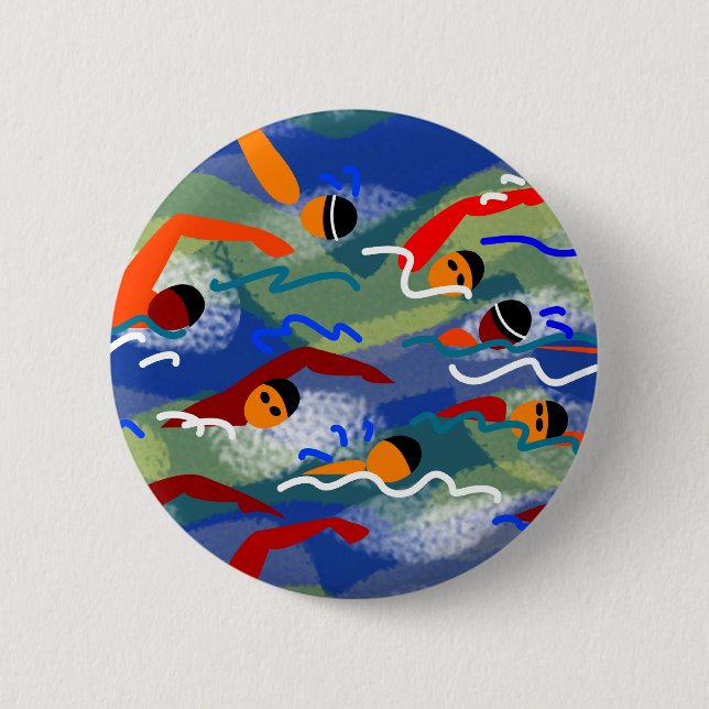 OPEN WATER Swim Pinback Button (Front)