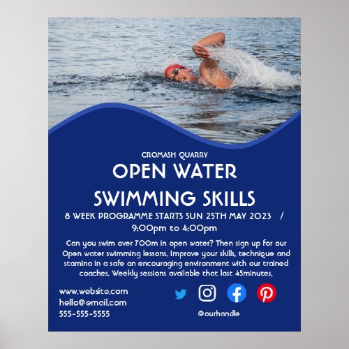 open water swimming triathlon cycle running   flye poster