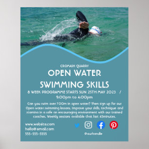 open water swimming triathlon cycle running   flye poster