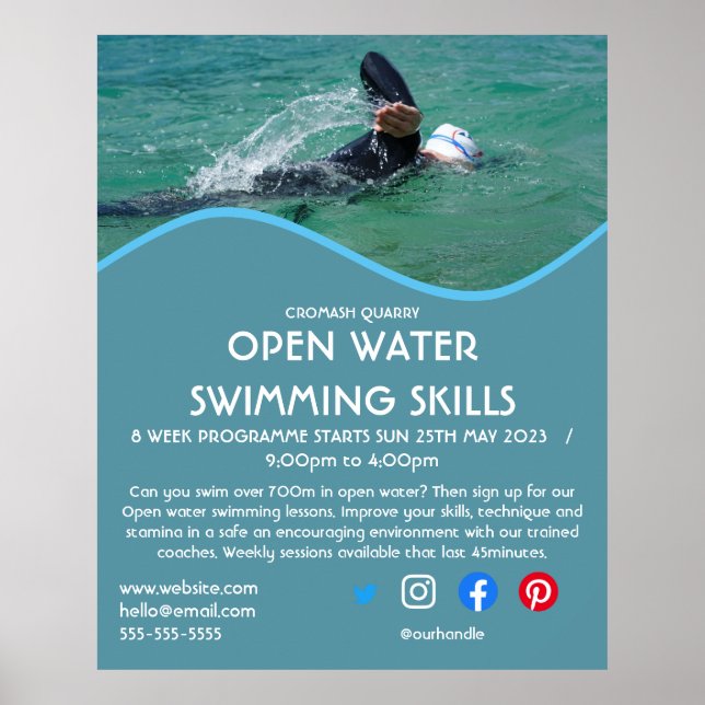 open water swimming triathlon cycle running   flye poster (Front)