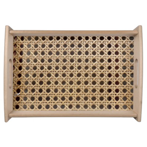 Open Weave Rattan Cane Serving Tray