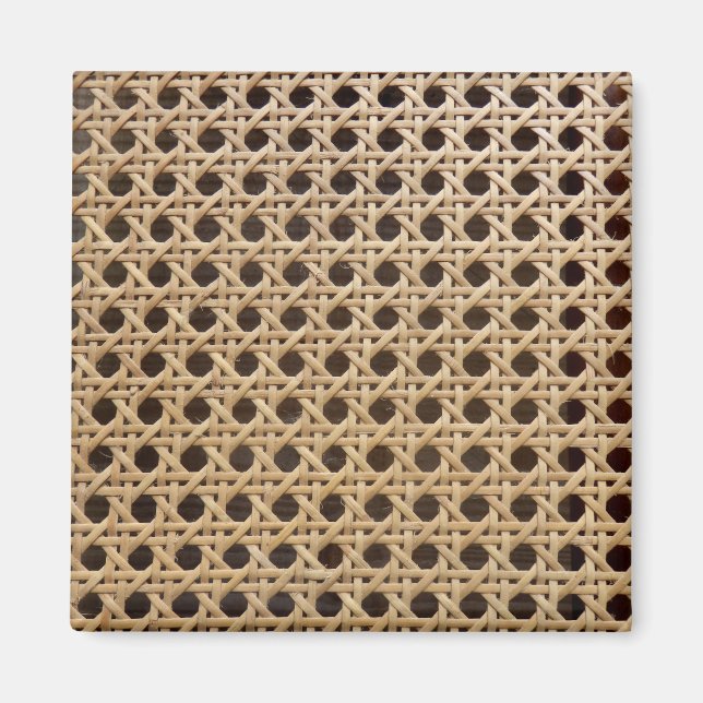 Open Weave Rattan Cane Square Magnet (Front)