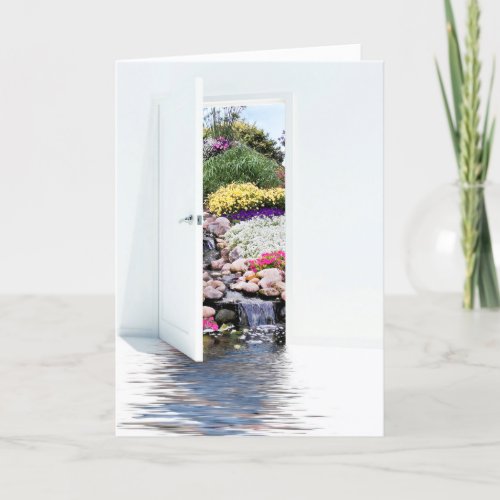 Open White Door with Waterfills Card