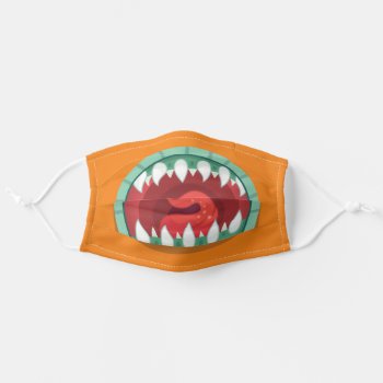 Open Wide Monster Mouth With Sharp Teeth  Tongue Adult Cloth Face Mask by LangDesignShop at Zazzle