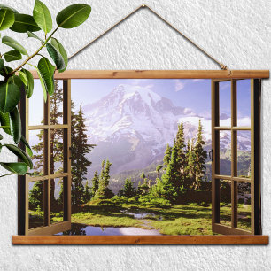 Open Window at Mt. Rainier Hanging Tapestry