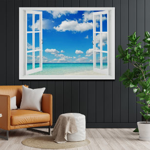 Open Window at the Beach Poster