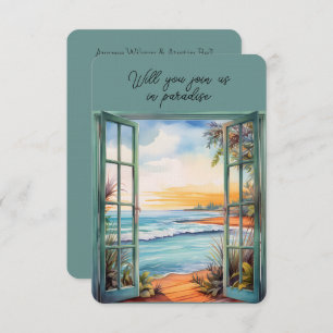 Open Window Beach Scene Paradise Tropical  Invitation