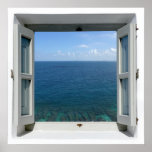 Open Window Blue Ocean Sea View Poster at Zazzle