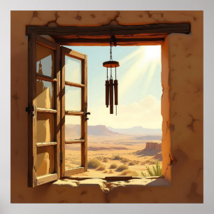 Open Window in the Desert Poster