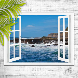 Open Window Seaside Escape Poster