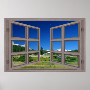 Open Window To Moon Over Tuolumne Meadows Poster