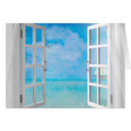 open window view of ocean cards (Front Horizontal)