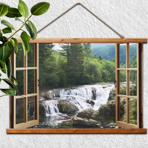 Open Window Waterfall River  Hanging Tapestry