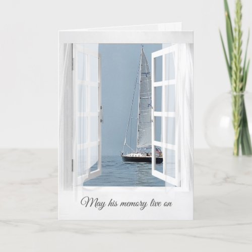 Open Window With Sailboat for Sympathy Card