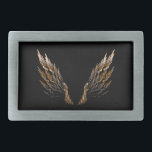 Open Wings Belt Buckle<br><div class="desc">Open pair of bird wings on black background. Ready to be customised with your text.</div>