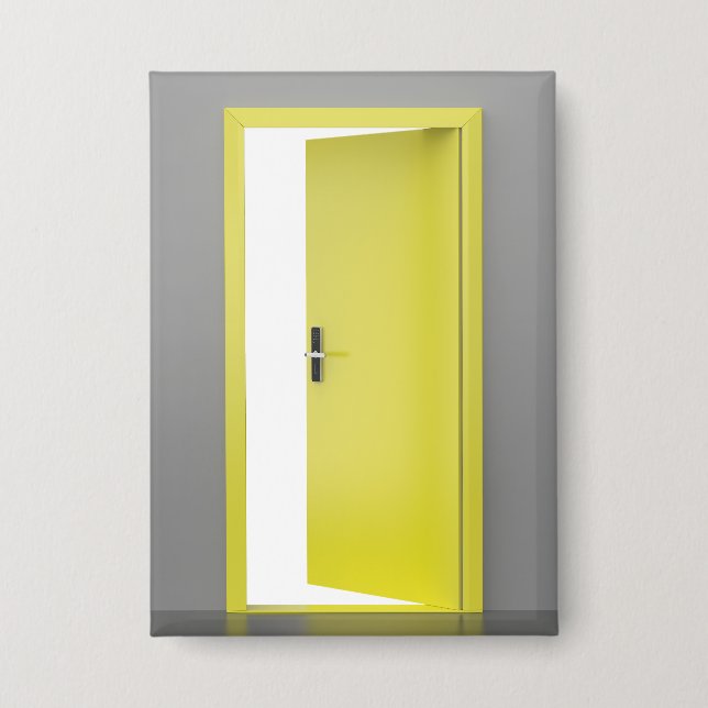 Open yellow door with smart lock button (Front)