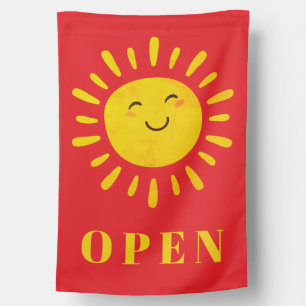 Open Yellow Red Shop Business Flag