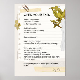 Open Your Eyes Inspirational Poem Poetry  Poster