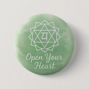Open Your Heart Anahata Heart Chakra Spiritual Button