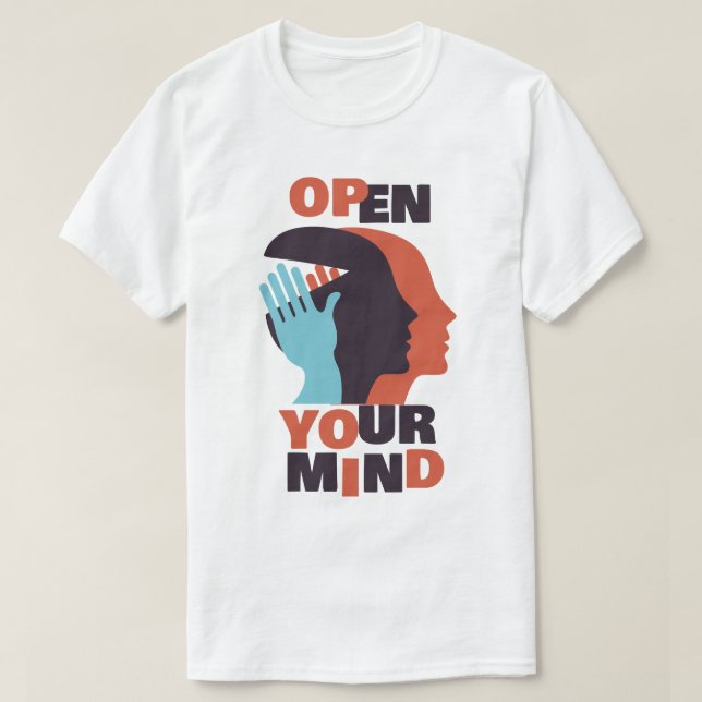 Open Your Mind Inspirational Typography T-Shirt (Design Front)