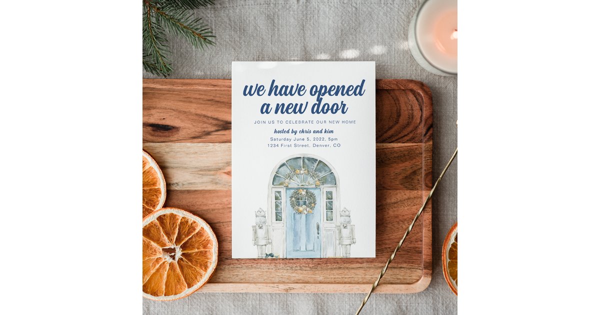 Opened a New Door Holiday Housewarming Party Invitation | Zazzle