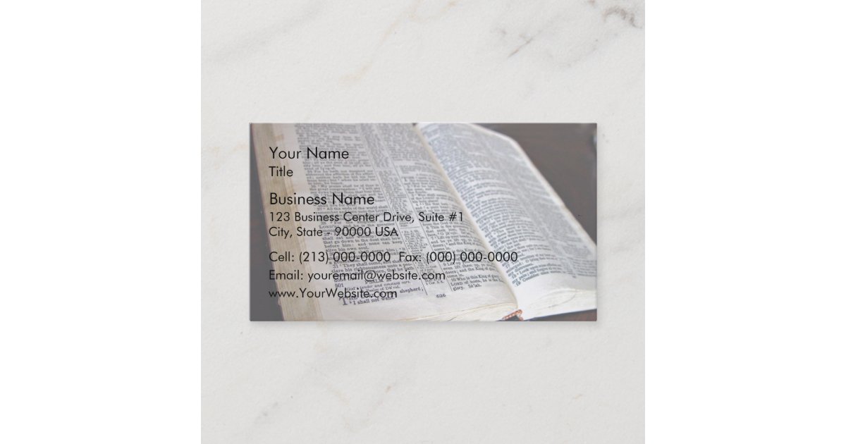 opened bible business card