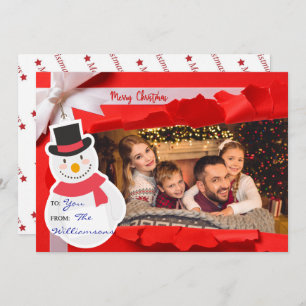 Opened Christmas Gift Reveals Your Family Photo Holiday Card