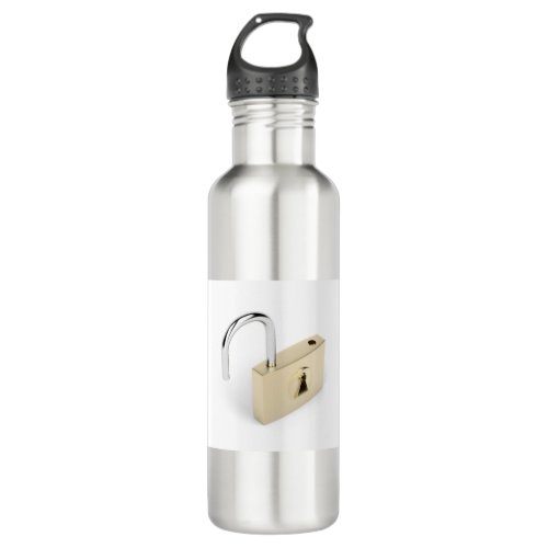 Opened padlock stainless steel water bottle
