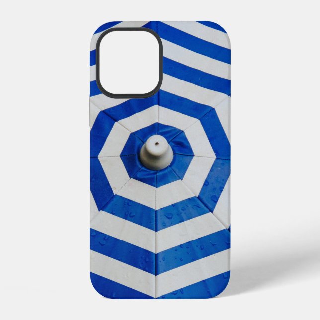 Opened striped umbrella iphone case (Back)