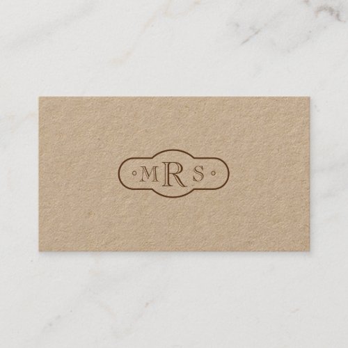 Openface Font Monogrammed Retro Bistre Business Card