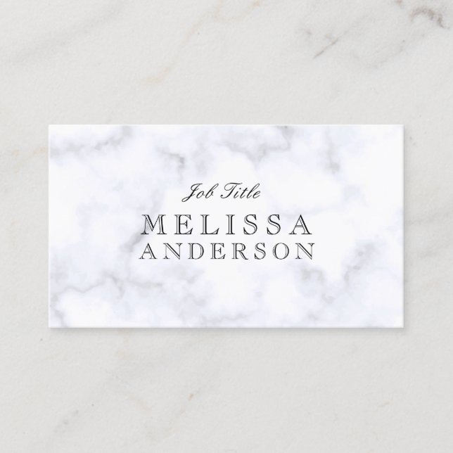 Openface Font Professional White Marble Business Card (Front)
