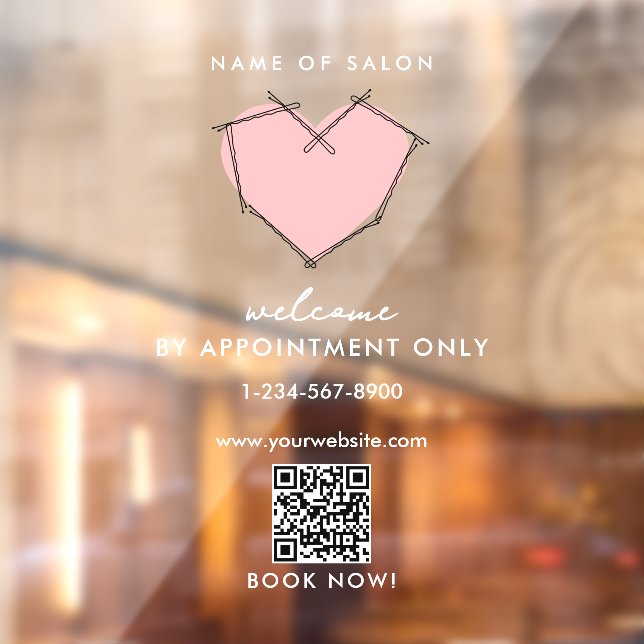 Opening Business Hours Appointment Only Bobby Pins Window Cling (Sheet 2)