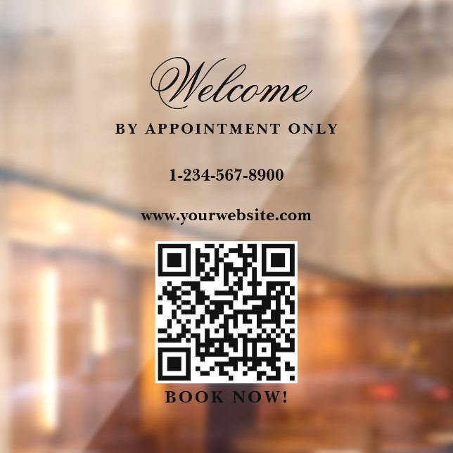 Opening Business Hours Appointment Only Elegant Window Cling (Sheet 2)