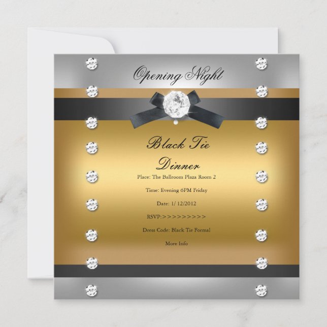 Opening Corporate Business Formal Black gold Invitation (Front)