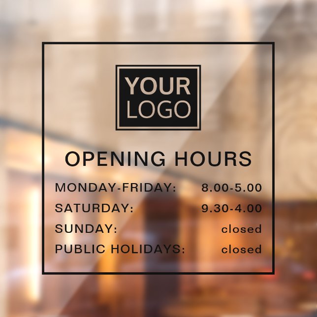 Opening hours add logo black and transparent window cling (Sheet 2)