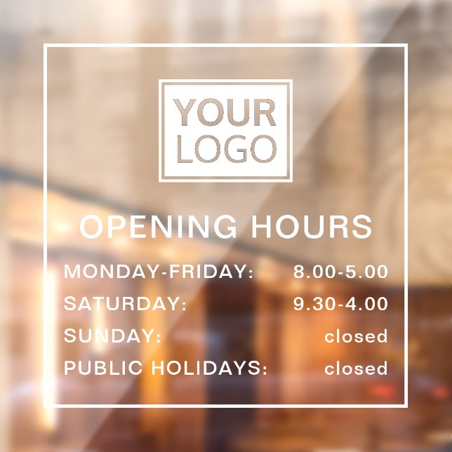 Opening hours add logo white and transparent window cling (Sheet 2)
