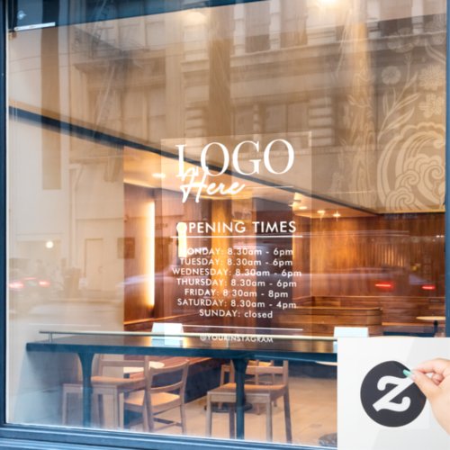 Opening hours business Logo modern white Window Cling