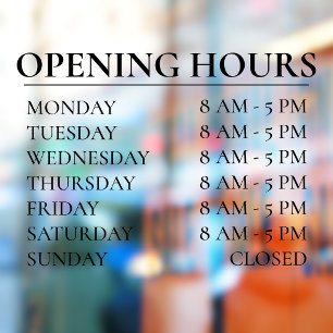Opening Hours Business Time Open Black Sign