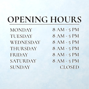 Opening Hours   Business Time Open Black Sign Wall Decal